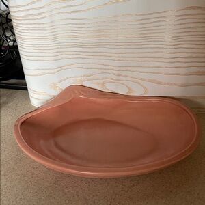 Vintage Metlox Poppy Coral Pink Pottery Clam Shell Serving Dish Poppy Tail